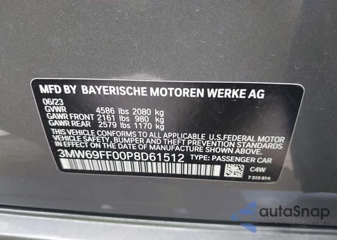 2023 BMW 330I from USA, damaged, VIN 3MW69FF00P8D61512